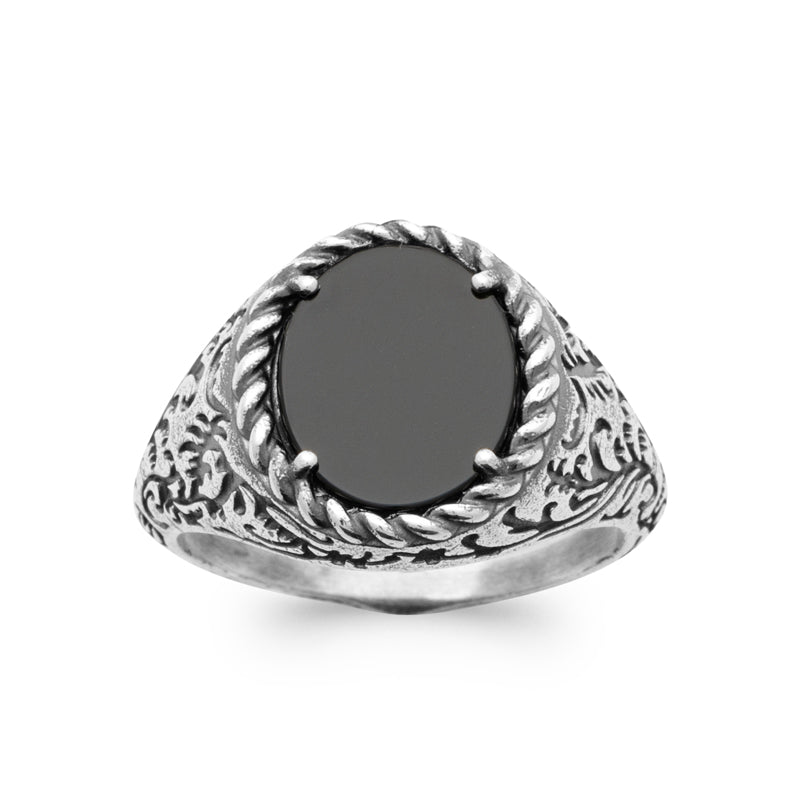 Chevalière homme argent agate noire Raphael Jovelio 2