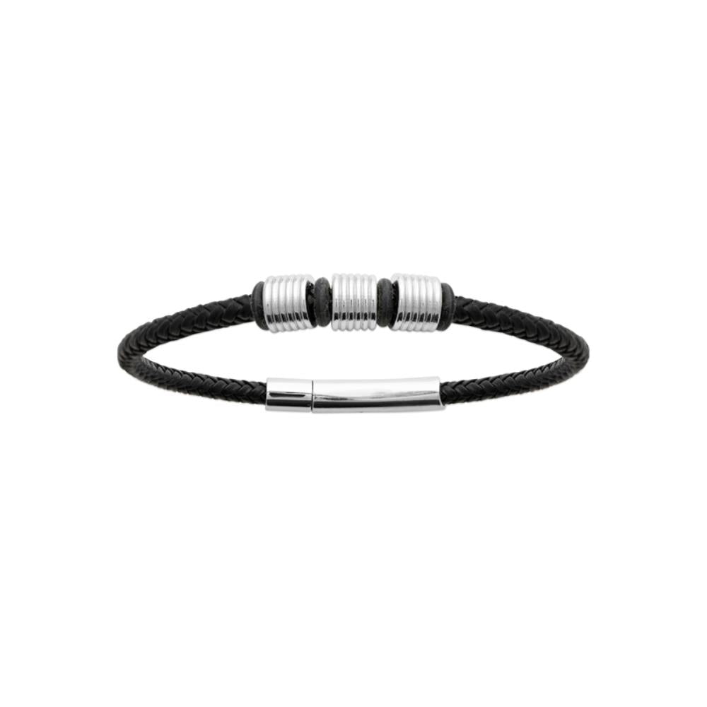 Bracelet homme Alexis - Cuir et acier inoxydable