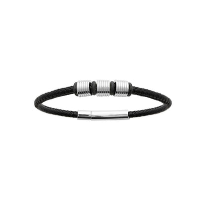 Bracelet homme Alexis - Cuir et acier inoxydable