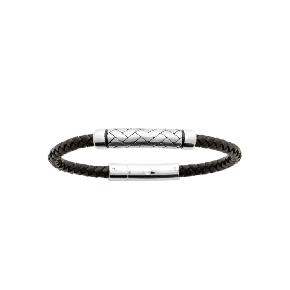 Bracelet homme Emmanuel - Cuir et acier inoxydable