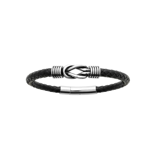 Bracelet homme Josselin - Cuir et acier inoxydable