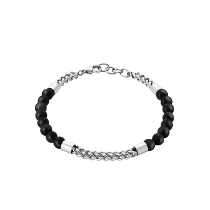 Bracelet homme Xavier - Acier inoxydable et agate noire