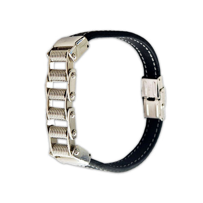 Bracelet acier homme cuir noir Bastien Jovelio 2