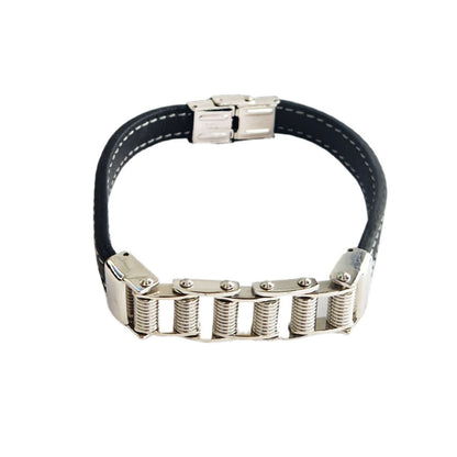 Bracelet acier homme cuir gris Bastien Jovelio