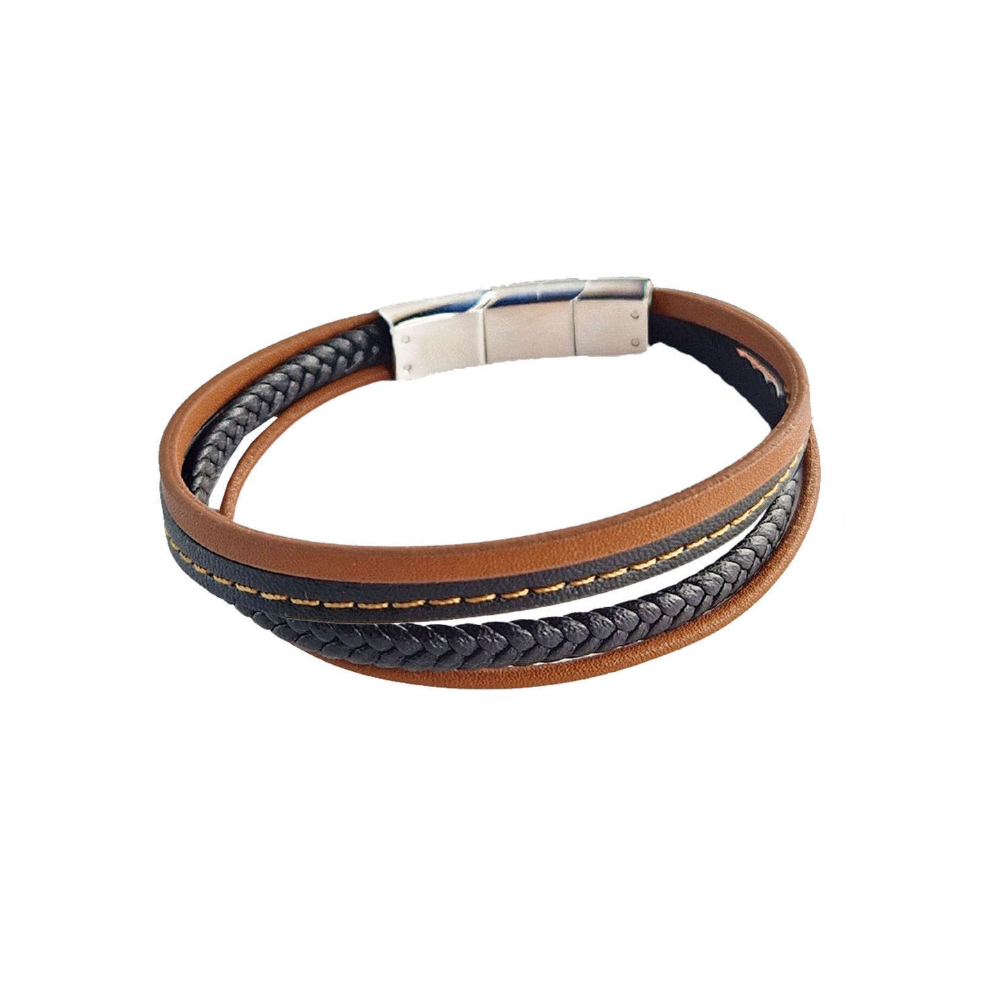 Bracelet cuir homme tressé Bertrand Jovelio