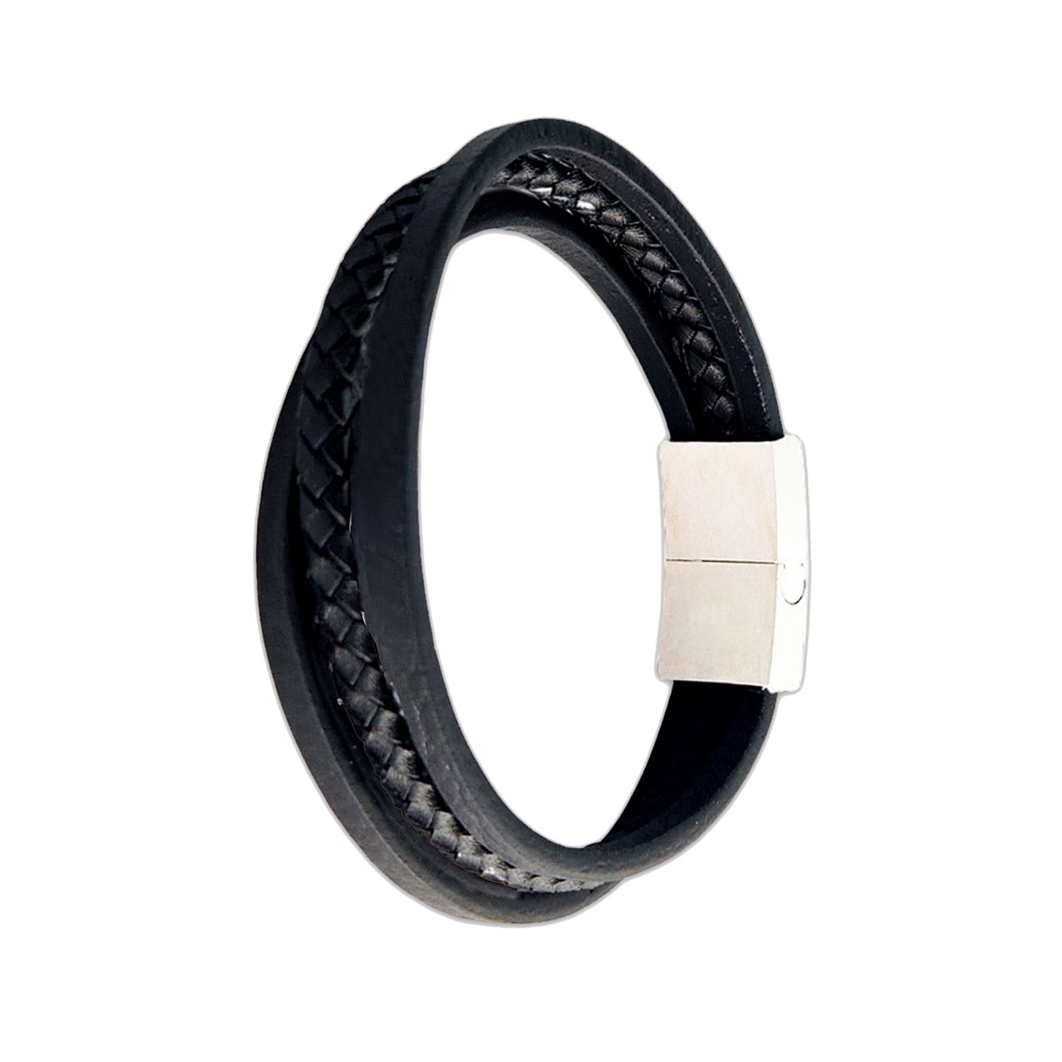 Bracelet tressé cuir homme noir Claudio Jovelio 3