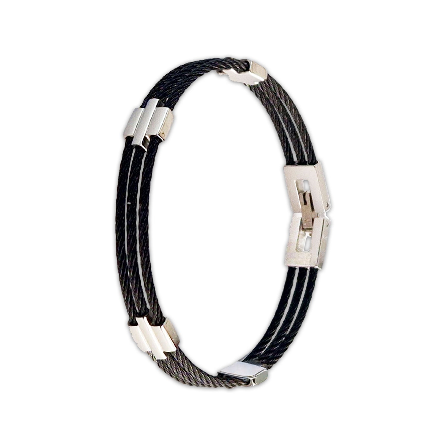 Bracelet ficelle homme noir acier inoxydable Gabin Jovelio 3