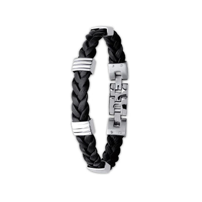 Bracelet cuir homme acier noir Gary Jovelio 3