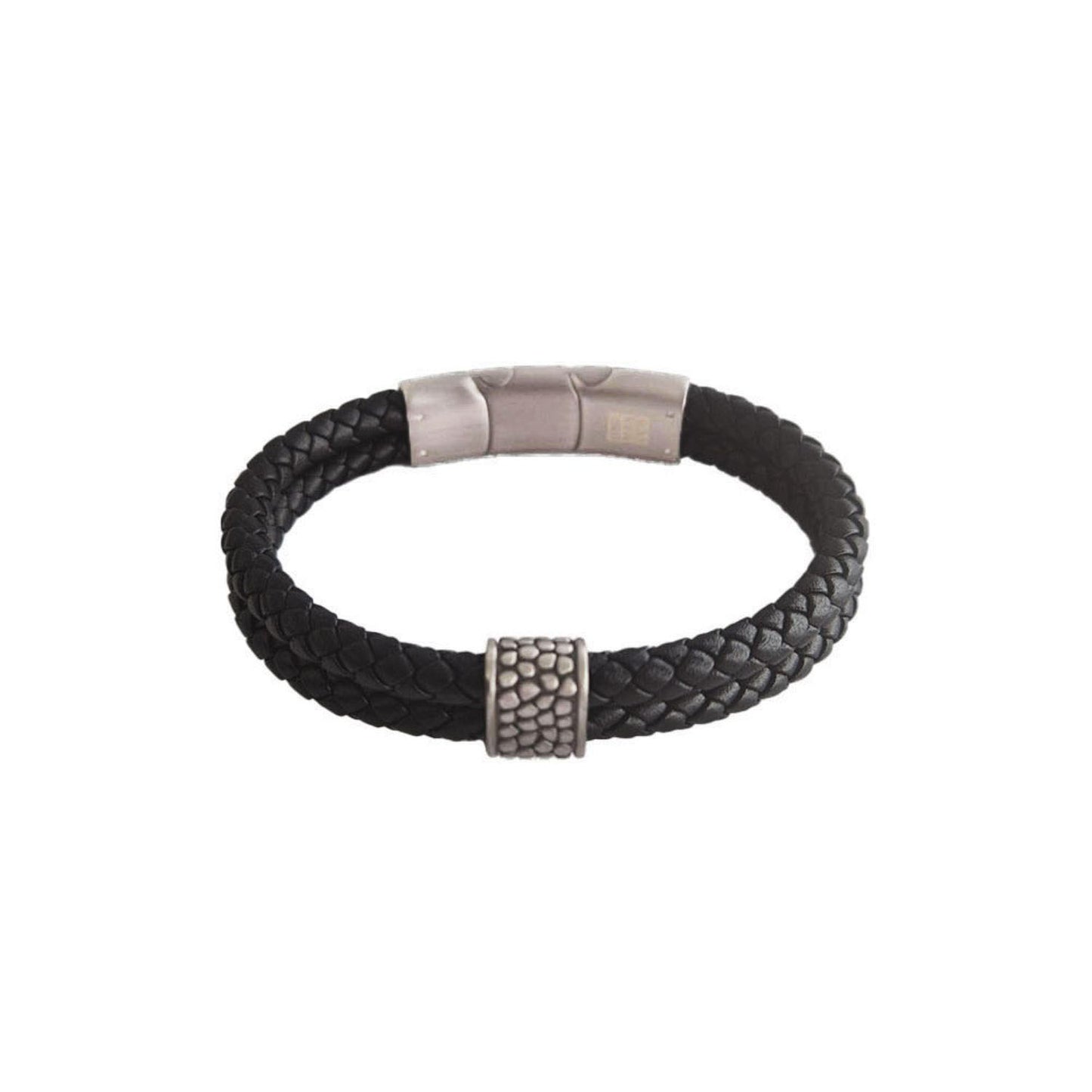 Bracelet tressé cuir homme noir Georges Jovelio