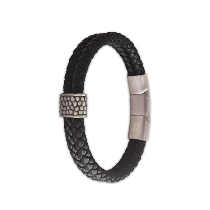 Bracelet tressé cuir homme noir Georges Jovelio 3