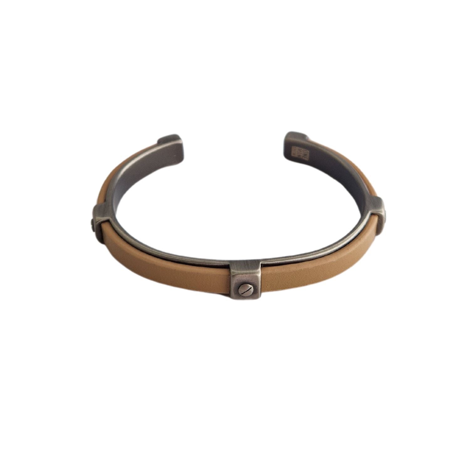 Bracelet jonc homme cuir marron clair Joseph Jovelio