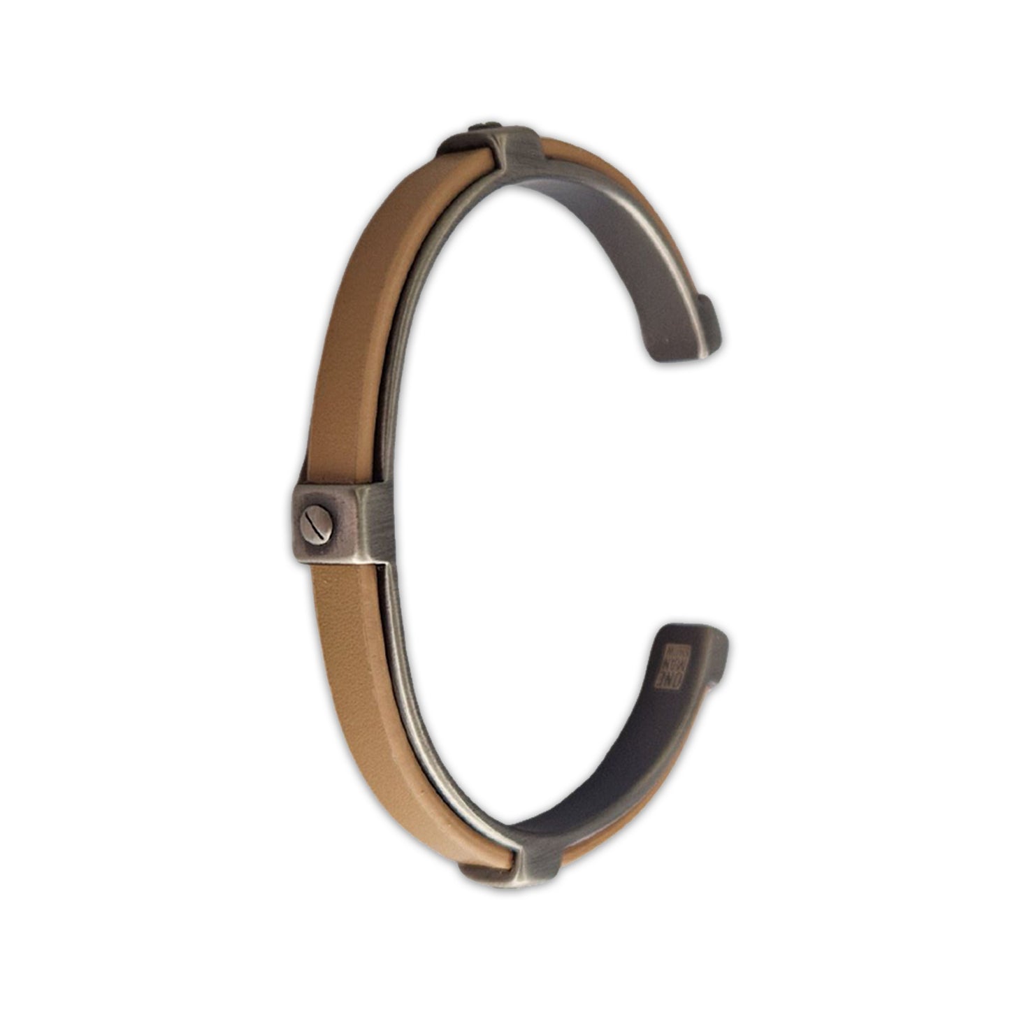 Bracelet jonc homme cuir marron clair Joseph Jovelio 3