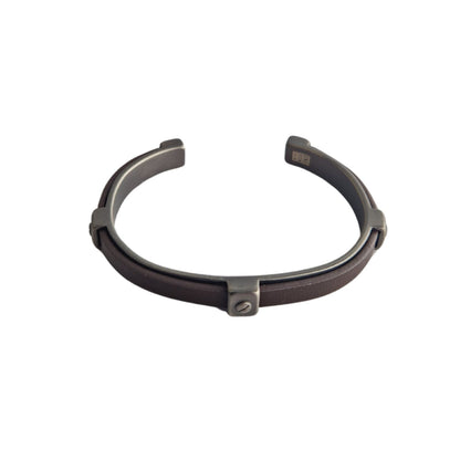 Bracelet jonc homme cuir marron foncé Joseph Jovelio