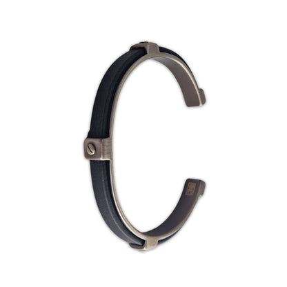 Bracelet jonc homme cuir noir Joseph Jovelio 3