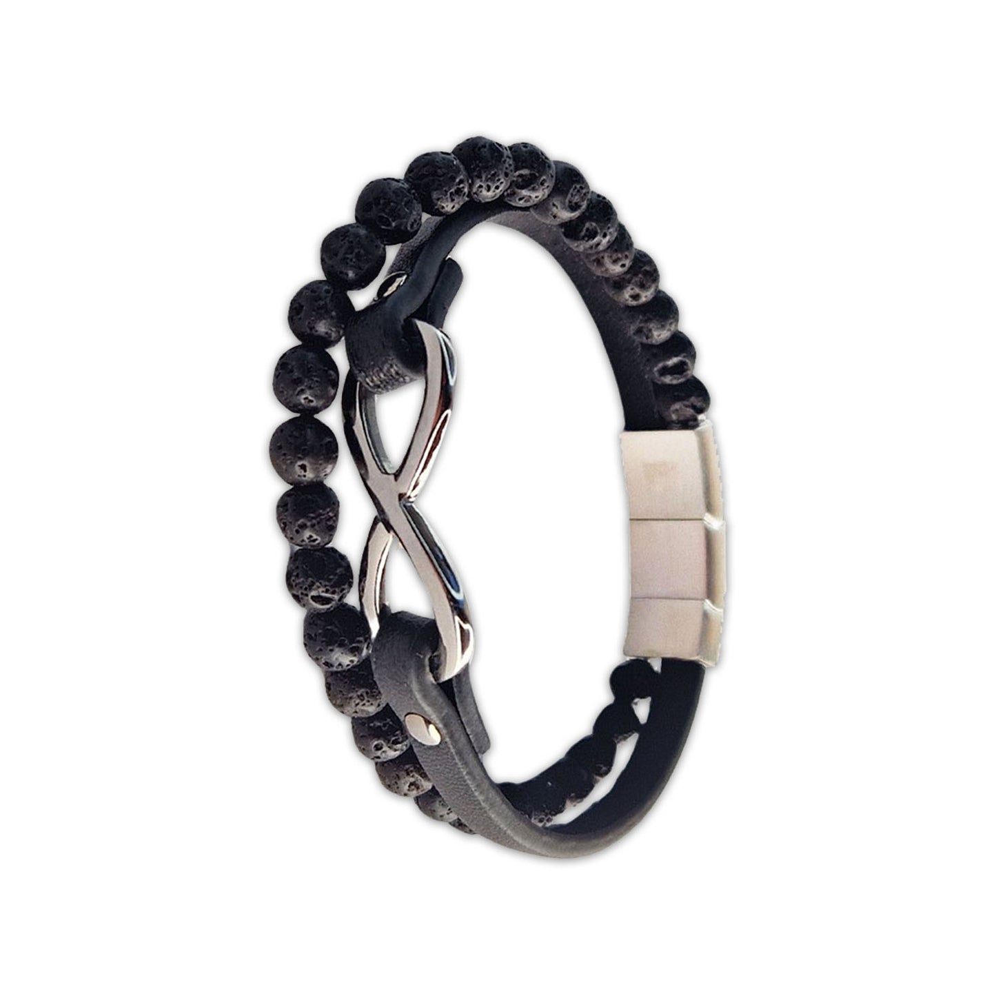 Bracelet pierre de lave cuir homme Mael Jovelio 3