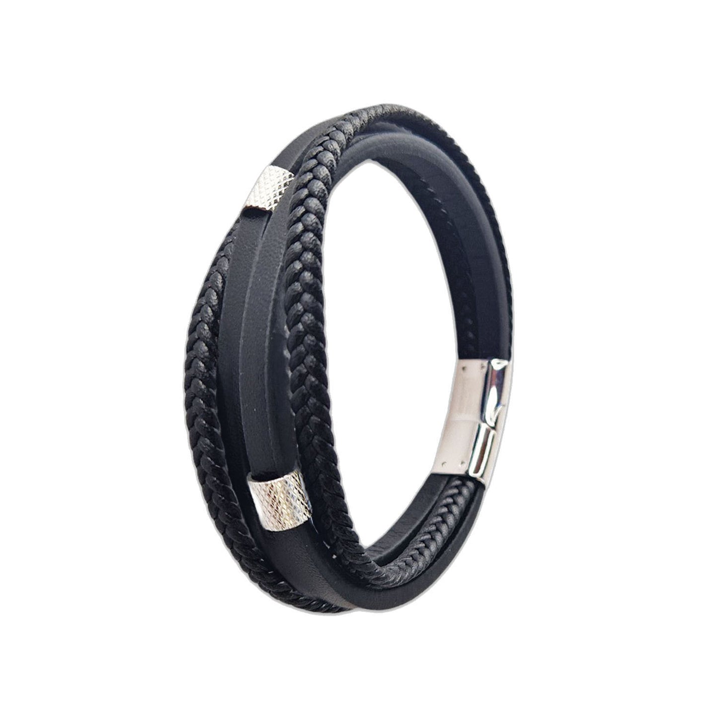 Bracelet tressé cuir homme noir Martin Jovelio 3