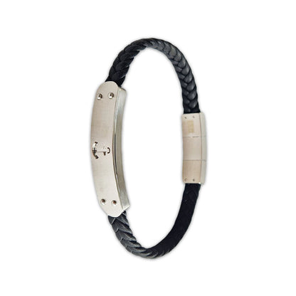 Bracelet marin homme cuir noir Olivier Jovelio 3