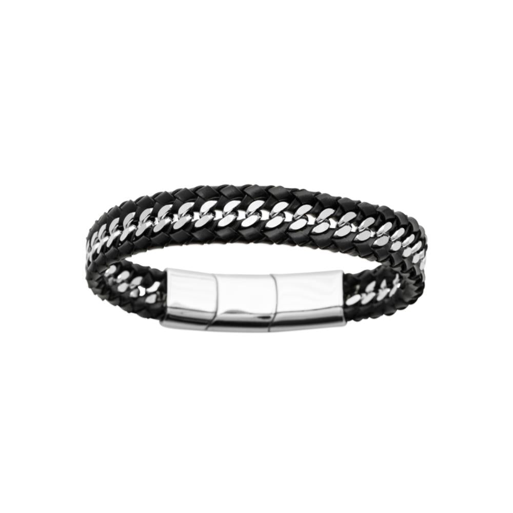 Bracelet homme Valentin - Cuir et acier inoxydable