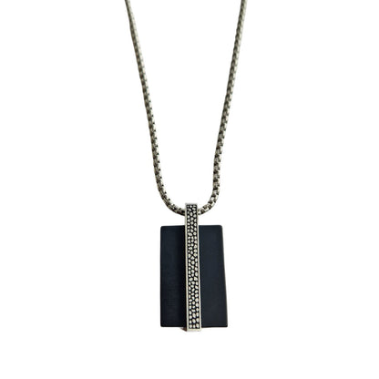 Collier homme pendentif noir acier inoxydable Adam Jovelio