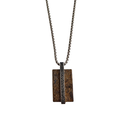 Collier homme pendentif marron acier inoxydable Ben Jovelio