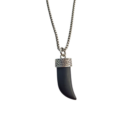 Collier homme pendentif noir acier inoxydable Gabin Jovelio