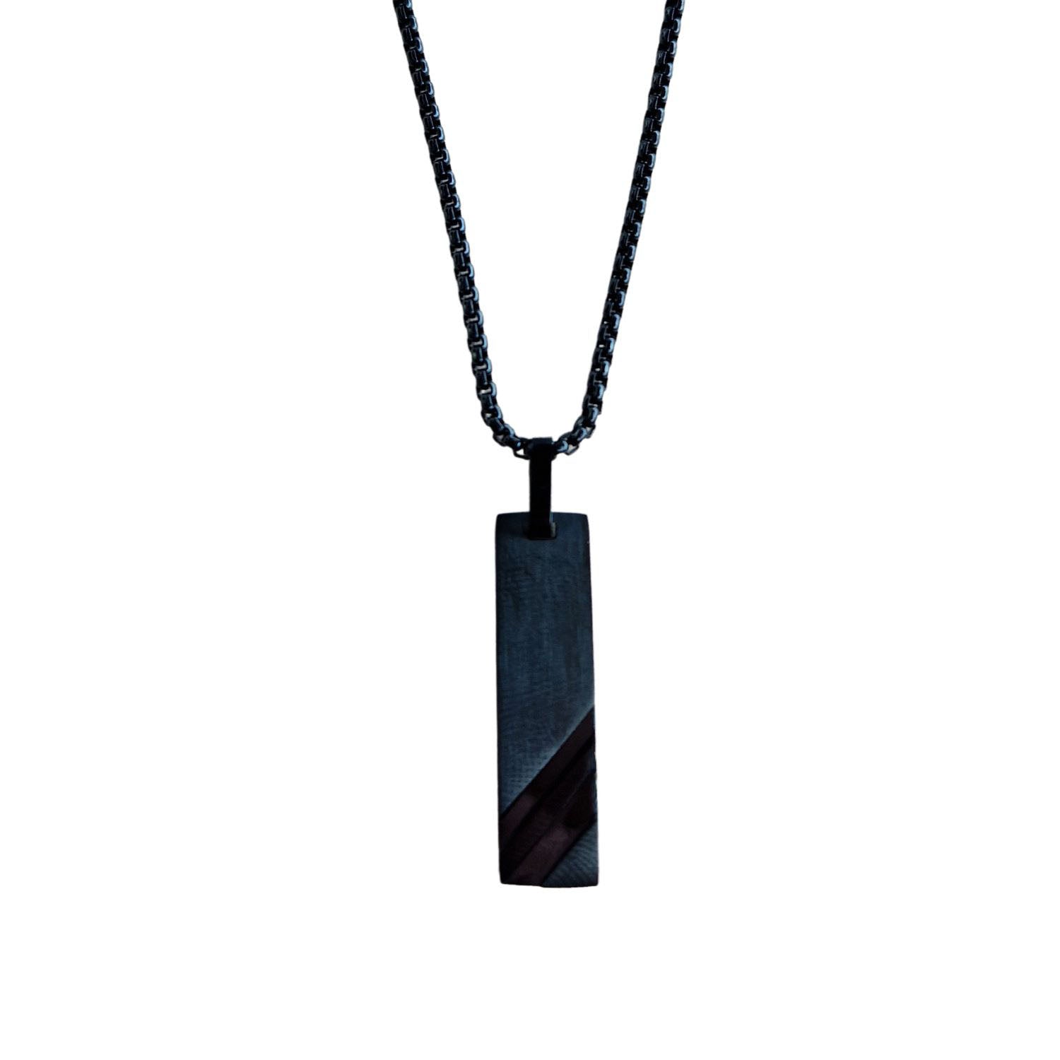 Collier homme pendentif bleu acier inoxydable Lucas Jovelio