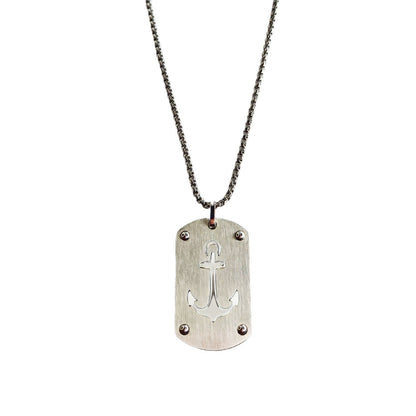 Collier pendentif ancre marine homme acier inoxydable Martin Jovelio