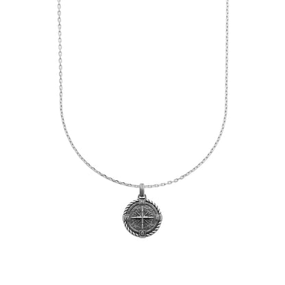 Pendentif homme argent boussole